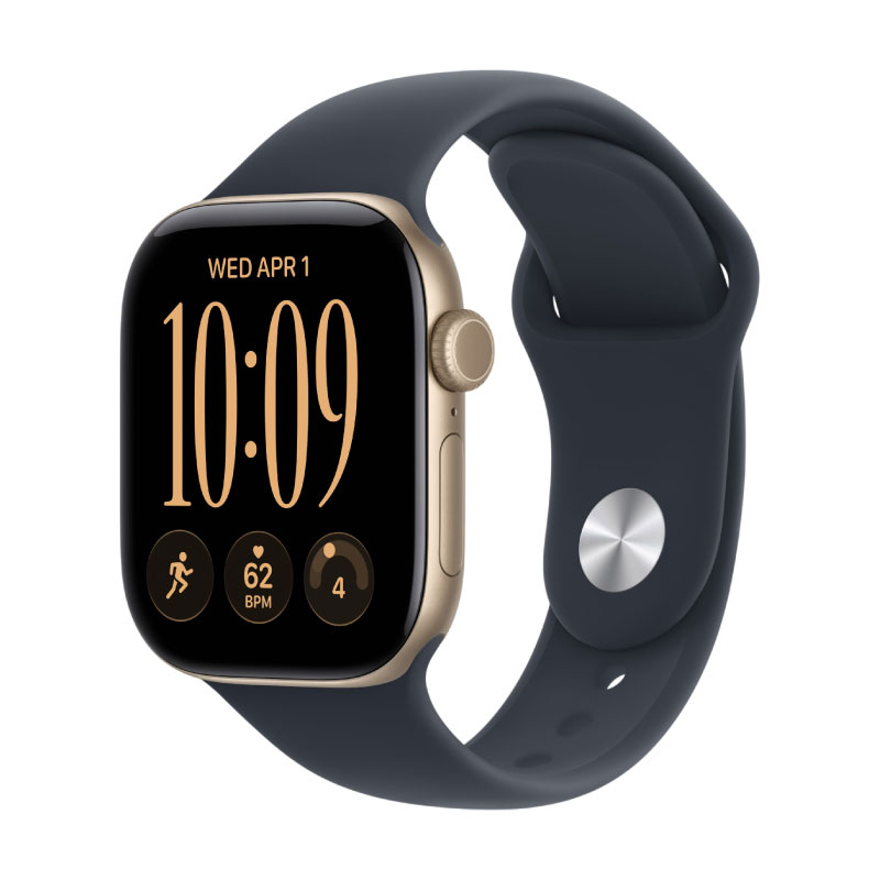 Apple Watch Series 12, 42 mm, Light Gold Aluminum Navy Blue Sport Band M/L